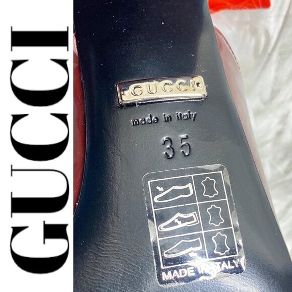 NWOT GUCCI Lexi Patent Leather Horsebit Accent Burgundy Slides, Size 35 - Picture 11 of 12